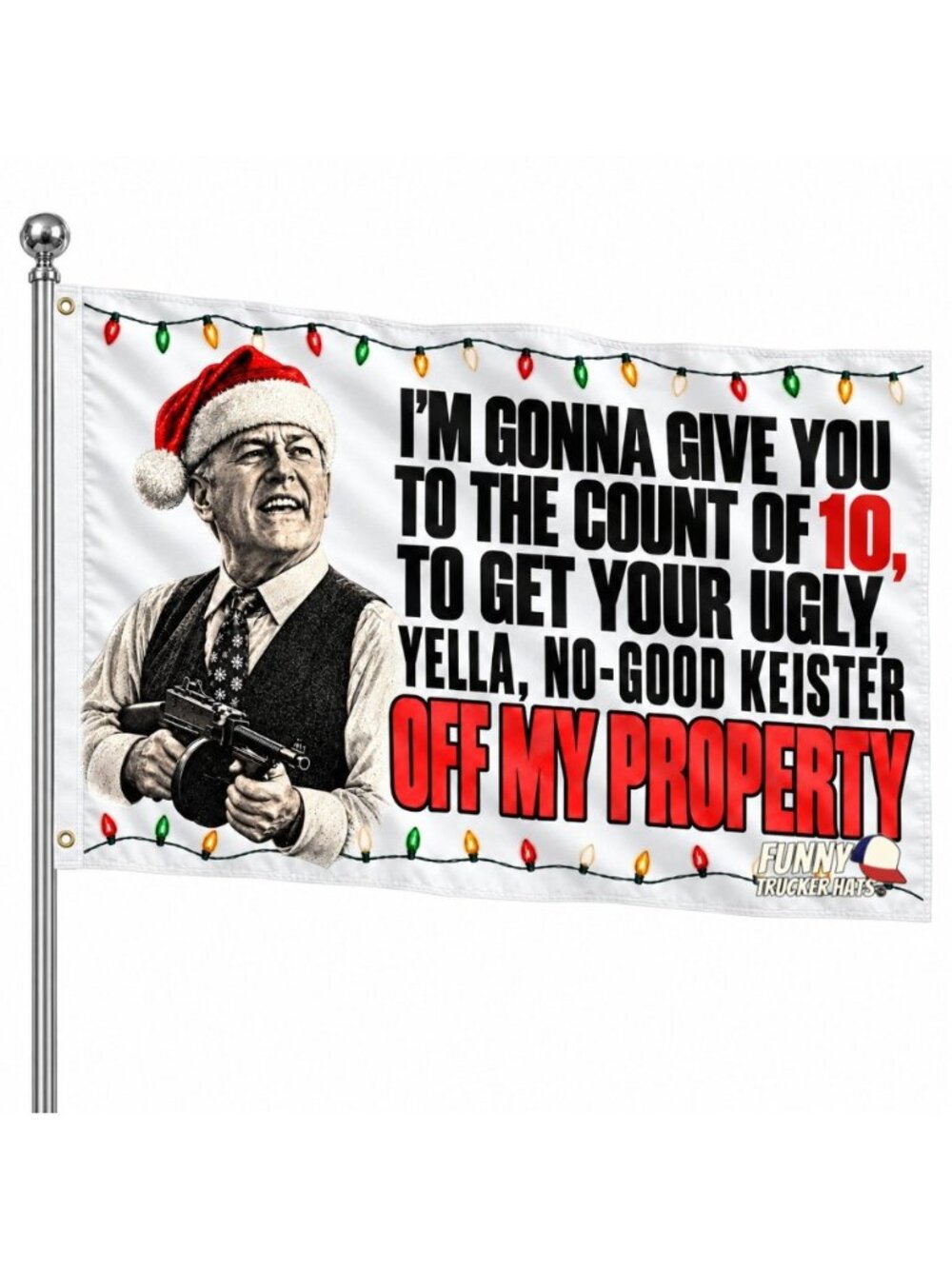 Funny Christmas Flag Santa Holiday Decor No Good Keister Property Protection